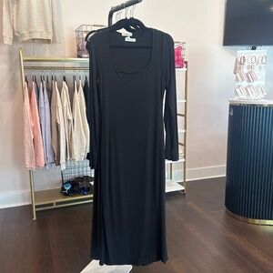 Wasabi and Mint Black Ribbed Maxi Dress